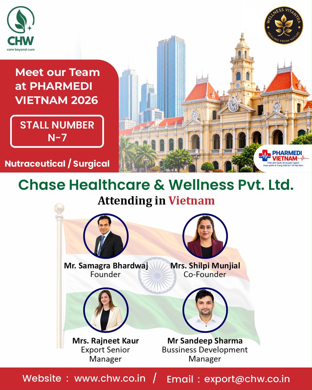 Meet the CHW team at PHARMEDI VIETNAM 2026, Booth N-7, in Ho Chi Minh City